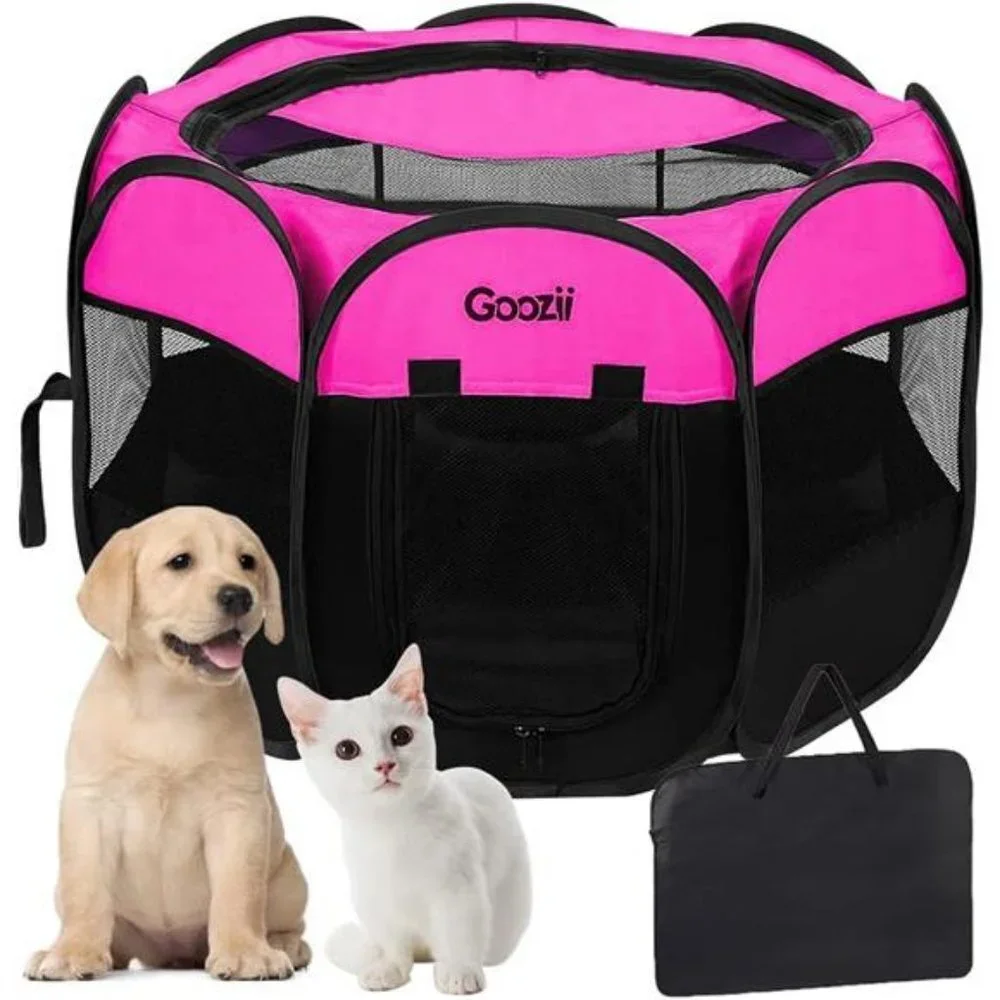 Playpen for Indoor Cat, Portable Foldable Dog Playpen  (Small Size, Pink)